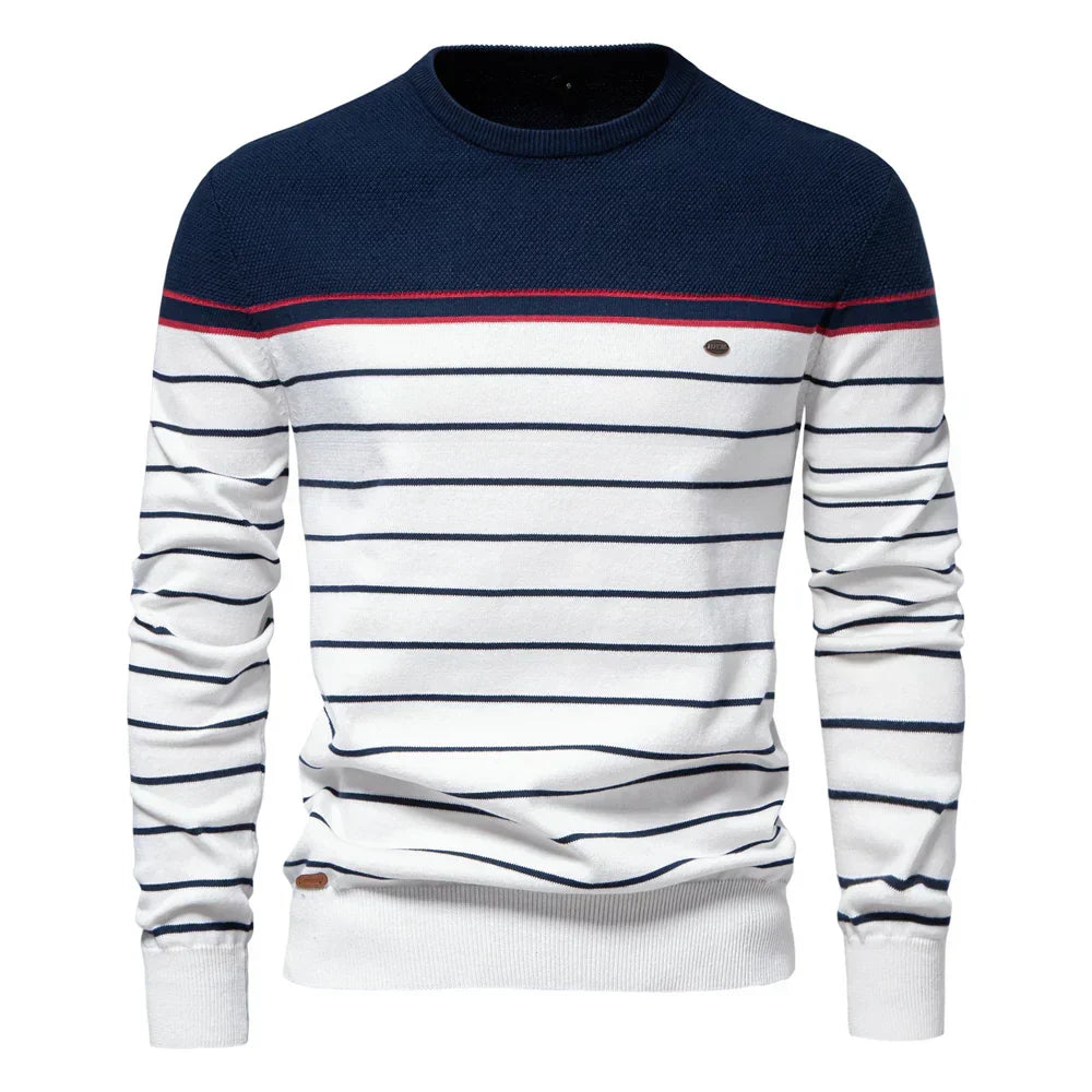 Adrien™ | Pull Rayé Marin